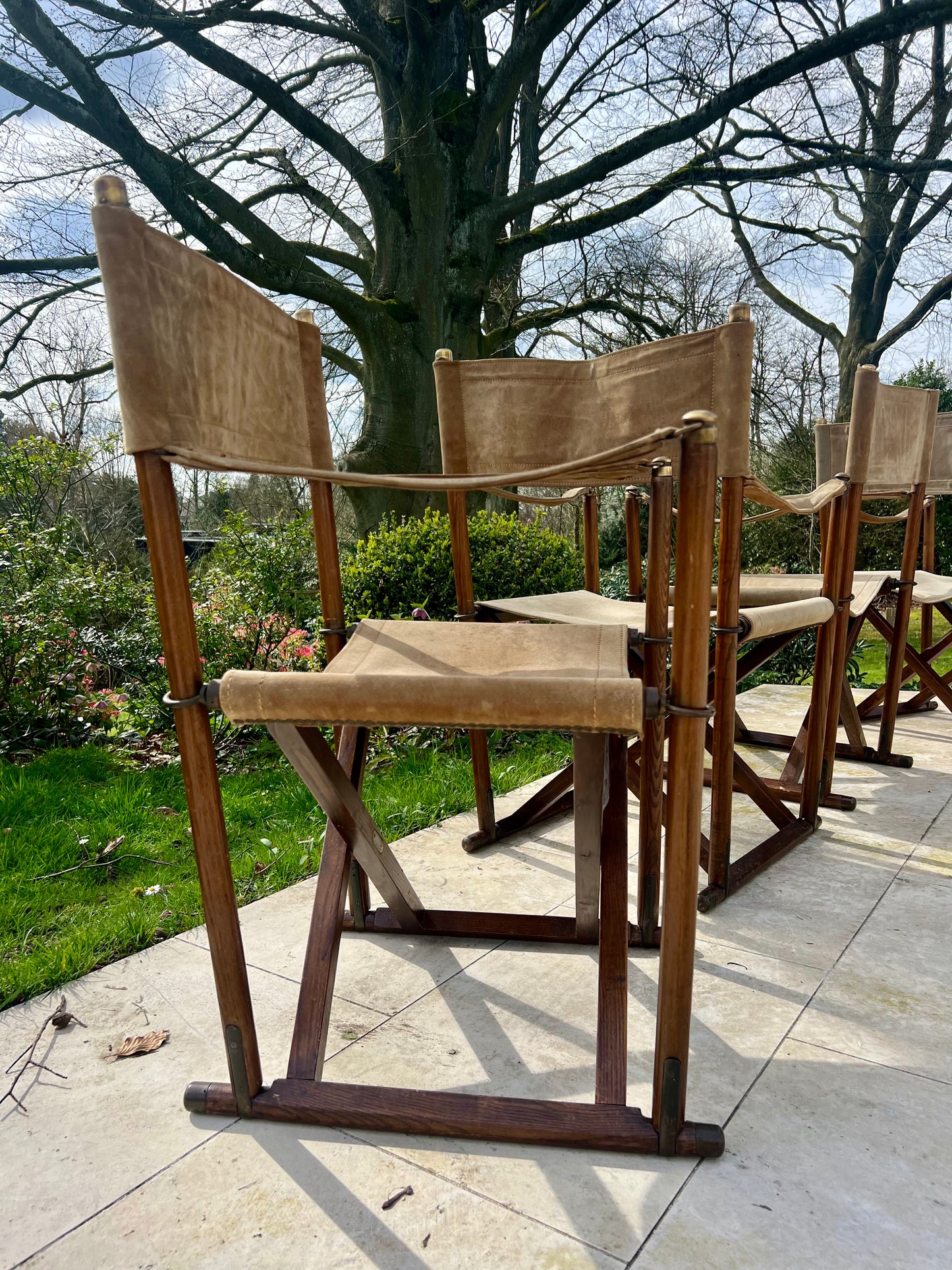 Pair of Safari Armchairs, Mogens Koch MK-16, Green Suede